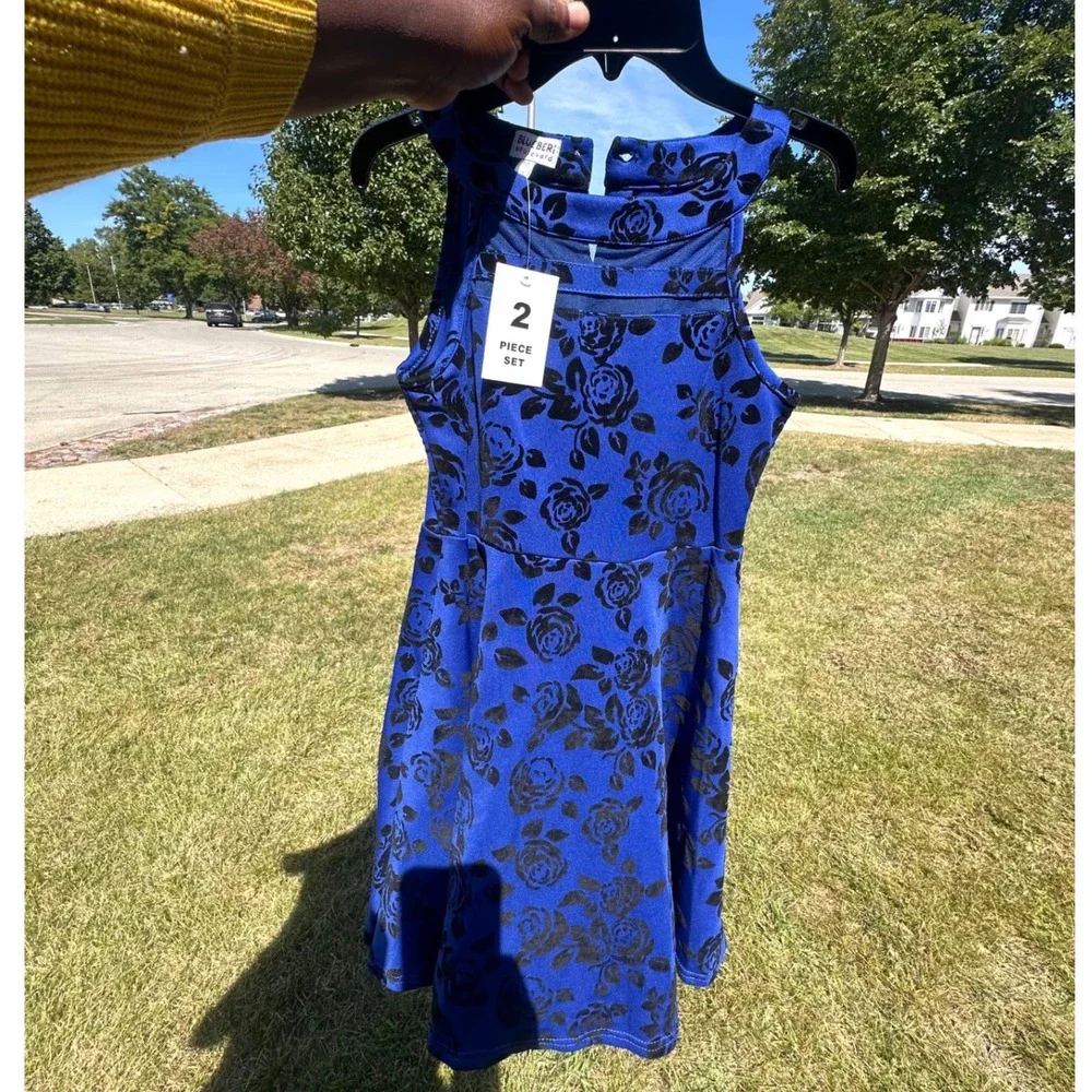 Blueberi‎ Boulevard Girls Faux Leather Moto Jacket And Floral Dress Set Size 10